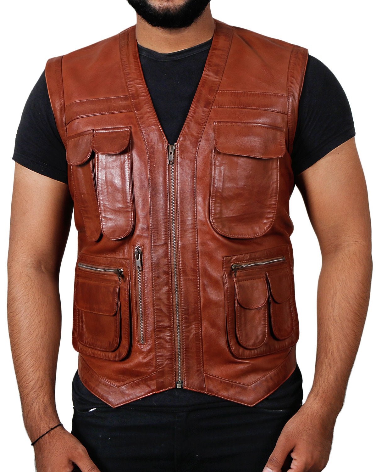 Halion Leather Trucker Vest - Leather Jackets Hub