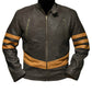  Leather Jackets Hub X-Men: Wolverine Logan Hugh Jackman Sheep Leather Jacket (Brown-Yellow, Racer Jacket) - 1501799