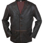  Leather Jackets Hub Men's 3 Button Vintage Real Cowhide Leather Stylish Coat (Black-Rubboff, Blazer Coat) - 1502801