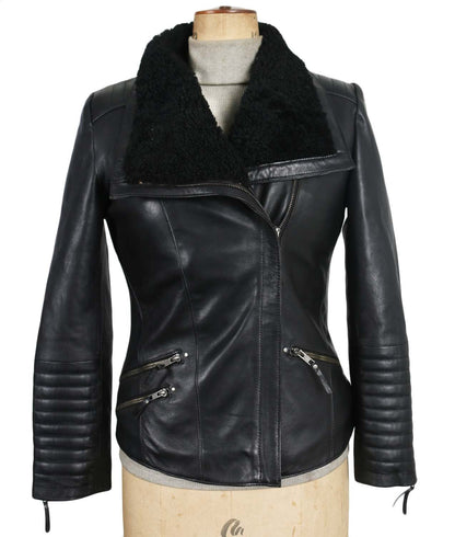 Leather Jackets Hub Womens Genuine Lambskin Leather Jacket (Black, Double Rider Jacket) - 1821007
