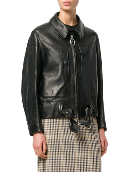 Leather Jackets Hub Womens Genuine Cowhide Leather Jacket (Black, Aviator Jacket) - 1821066