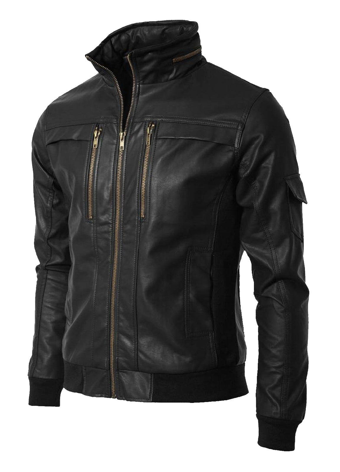 Leather Jackets Hub Mens Genuine Cowhide Leather Jacket (Black, Bomber Jacket) - 1501213