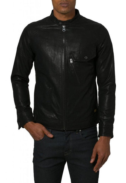  Leather Jackets Hub Mens Genuine Lambskin Leather Jacket (Black, Classic Jacket) - 1501057