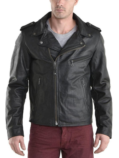  Leather Jackets Hub Mens Genuine Lambskin Leather Jacket (Black, Double Rider Jacket) - 1501180