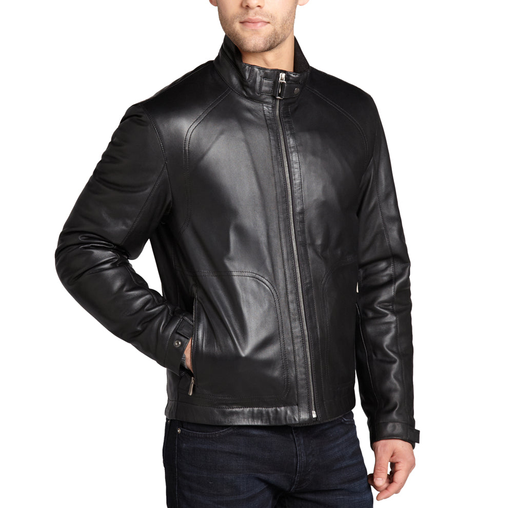 Leather Jackets Hub Mens Genuine Lambskin Leather Jacket (Black, Classic Jacket) - 1501168 - Leather Jackets Hub