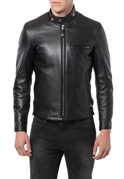  Leather Jackets Hub Mens Genuine Lambskin Leather Jacket (Black, Classic Jacket) - 1501070