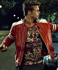 Red@BRAD-PITT-FIGHT-CLUB-LEATHER-JACKET