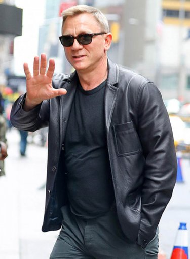 Black@Daniel-Craig-Leather-Blazer