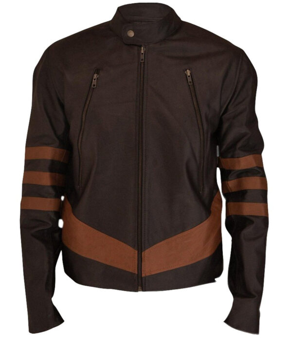 Leather Jackets Hub X-Men: Wolverine Logan Hugh Jackman Sheep Leather Jacket (Brown-Yellow, Racer Jacket) - 1501799 - Leather Jackets Hub