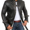Leather Jackets Hub Mens Genuine Cow Ruboff Leather Over Coat (Black-Rubboff, Trench Coat) - 1702051 - Leather Jackets Hub