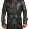 Leather Jackets Hub Mens Genuine Cow Ruboff Leather Over Coat (Black-Rubboff, Trench Coat) - 1702051 - Leather Jackets Hub