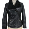 Leather Jackets Hub Womens Genuine Lambskin Leather Jacket (Black, Double Rider Jacket) - 1821007 - Leather Jackets Hub