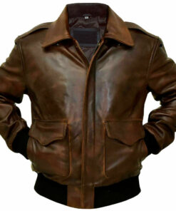Distressed Brown@Wynara-Distressed-Brown-Bomber-Leather-Jacket