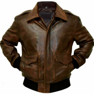 Distressed Brown@Wynara-Distressed-Brown-Bomber-Leather-Jacket