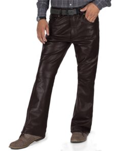 Brown@Brivon-Mens-Brown-Faux-Leather-Pants