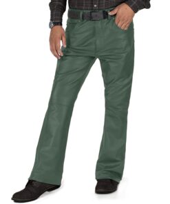 Green@Brivon-Mens-Green-Slim-Fit-Leather-Pants