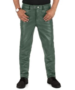 Green@Crionis-Mens-Green-Slim-Fit-Leather-Pants