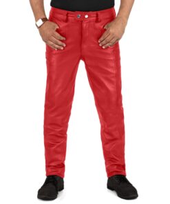 Red@Crionis-Mens-Red-Slim-Fit-Leather-Pants