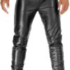 Black@Delara-Mens-Black-Faux-Leather-Pants