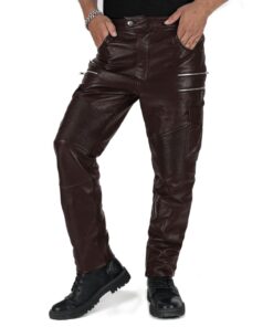 Brown@Eryon-Mens-Brown-Leather-Motorcycle-Pants