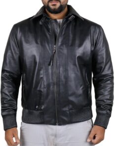 Black@Flareon Black Bomber Leather Jacket@flareon-black-bomber-leather-jacket