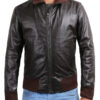 Brown@Fluxara Brown Bomber Leather Jacket@fluxara-brown-bomber-leather-jacket