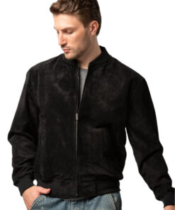 Suede-Black@glorix-black-suede-bomber-leather-jacket