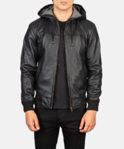Black@intuitix-black-hooded-bomber-leather-jacket