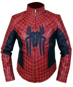 Red-Navy Blue@Leather-Jackets-Hub-Mens-Genuine-Lambskin-Leather-Jacket-(Red-Navy-Blue,-Spider-Man)---LJH1040