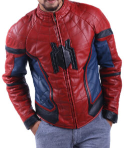 Red-Navy Blue@Tom-Holland-Spider-Man-Homecoming-Red-Leather-Jacket