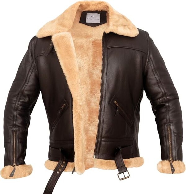 Distressed Brown@Caelix-Distressed-Brown-Double-Face-Shearling-Leather-Jacket-image3