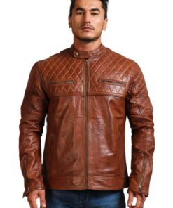 Brown@Orith-Brown-Biker-Quilted-Leather-Jacket