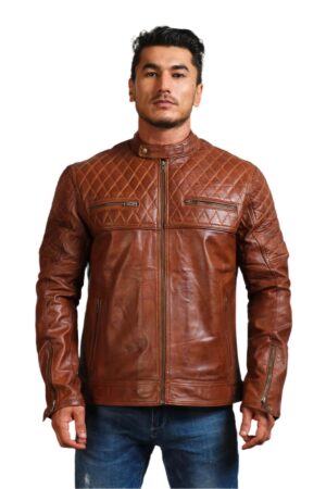 Brown@Orith-Brown-Biker-Quilted-Leather-Jacket