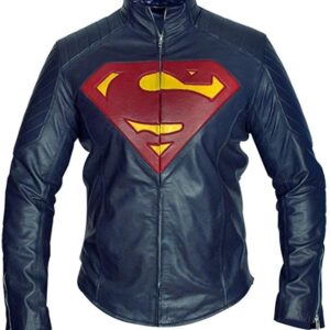 Navy Blue@Justice-League-Superman-Blue-Leather-Jacket