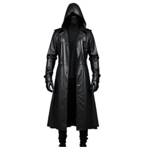Black@Quivon-Hooded-Men's-Winter-Leather-Overcoat