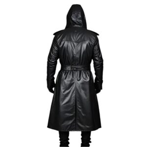 Black@Quivon-Hooded-Men's-Winter-Leather-Overcoat-image2