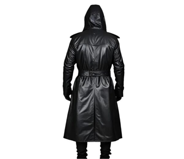 Black@Quivon-Hooded-Men's-Winter-Leather-Overcoat-image2
