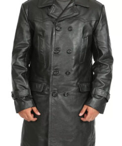 Black@classic-double-breasted-leather-trench-coat