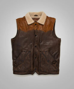 Brown@Elysor-Shearling-Lined-Leather-Vest