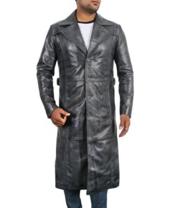 Vax Gray@Sylix-Distressed-Leather-Duster-Coat
