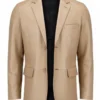Beige@Sylora-Beige-Leather-Blazer