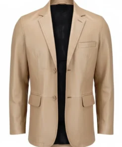 Beige@Sylora-Beige-Leather-Blazer
