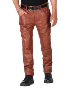 TAN@Thalor-Mens-Tan-Faux-Leather-Pants