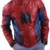 Red-Navy Blue Tom Holland Spider-Man Homecoming Red Leather Jacket