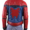 Red-Navy Blue Tom Holland Spider-Man Homecoming Red Leather Jacket Back View