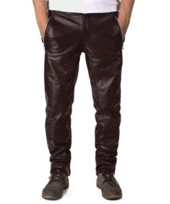 Brown@Veyron-Mens-Brown-Slim-Fit-Leather-Pants