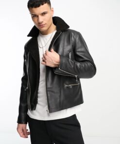Black@vortexix-black-shearling-double-rider-leather-jacket