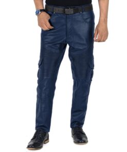 Navy Blue@Ylira-Mens-Blue-Faux-Leather-Pants