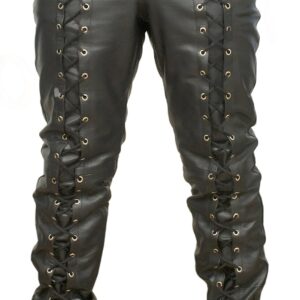 Black@Zephor-Mens-Black-Leather-Motorcycle-Pants