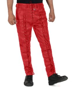 Red@Zephor-Mens-Red-Faux-Leather-Pants